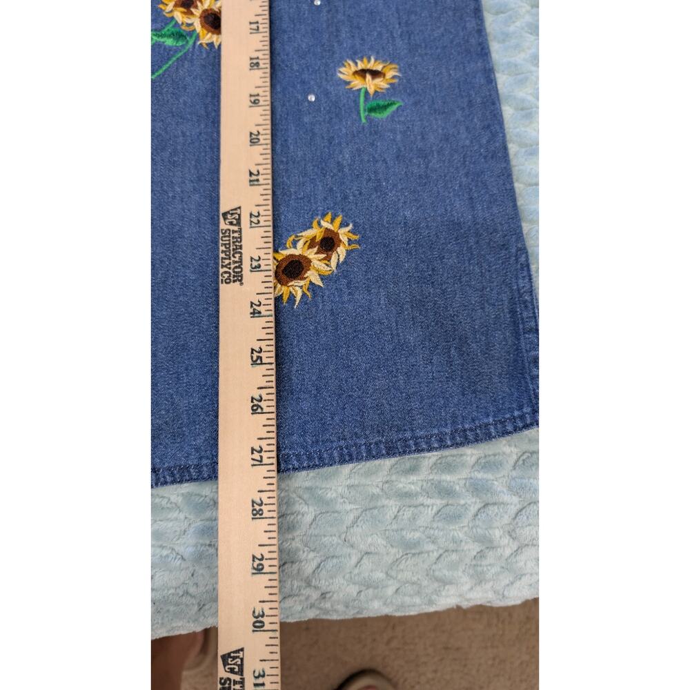 Quaker Factory Denim Jacket Embroidered Sunflowers And Bees Medium - Picture 8 of 12
